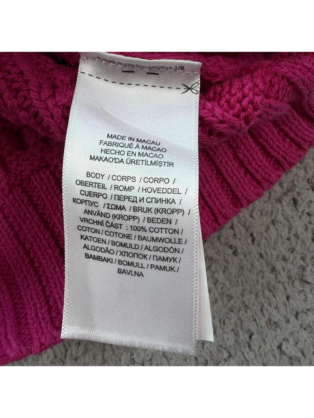 Hot Pink Polo Ralph Lauren Cable Knit Sweater Youth M Fits Women’s XS S Cropped - Picture 6 of 8